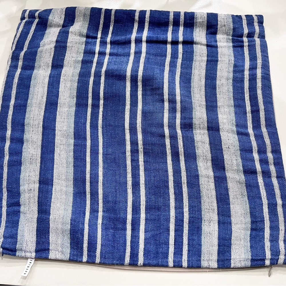 Blue Striped Pillow Cover